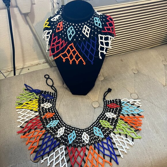 African Maasai Handmade Beaded Collar Necklace - NWT - Picture 5 of 10